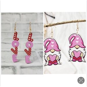 Valentine’s Day Gnome & Love Earrings 2 pair